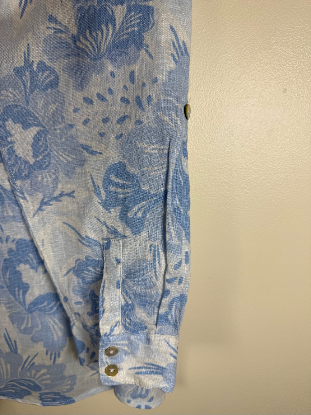 Sigrid Olsen 100% Linen Blue Floral Button Front Shirt Women’s XL - Picture 4 of 5